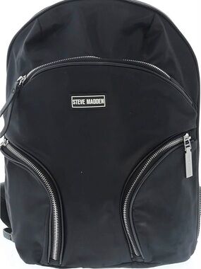 Steve Madden Black Nylon Backpack with Silver Zippers